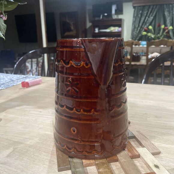 VTG MARCREST Daisy Dot Stoneware Glazed Pottery Pitcher 6” Granny Core Cottage - Picture 10 of 12